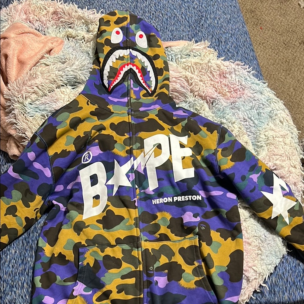 Heron Preston Bape Purple and Yellow Sweatshirt